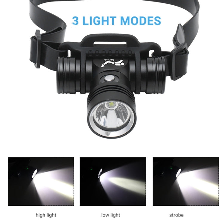 Diving Headlamp 60m Underwater Headlight XM-L2 Led Scuba head Flashlight(Without Battery&Charger) - Headlamp by buy2fix | Online Shopping UK | buy2fix