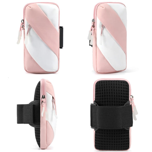 Running Mobile Phone Arm Bag Outdoor Equipment Wrist Bag(Pink White) - 5.5~6.5 inch by buy2fix | Online Shopping UK | buy2fix
