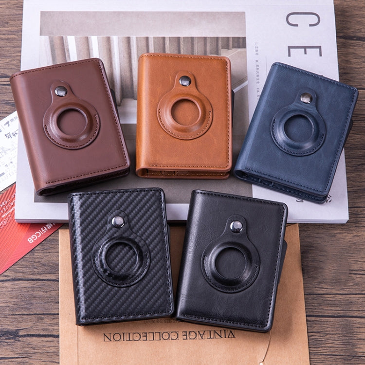 X-80 RFID Anti-theft Brushed Leather Card Holder For AirTag(Apricot) - Wallet Series by buy2fix | Online Shopping UK | buy2fix