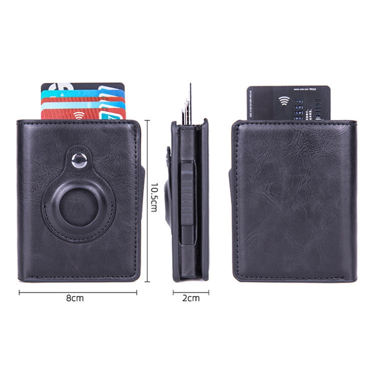 X-80 RFID Anti-theft Brushed Leather Card Holder For AirTag(Carbon Fiber Black) - Wallet Series by buy2fix | Online Shopping UK | buy2fix