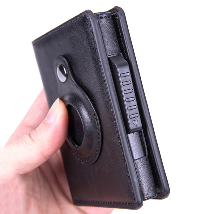 X-80 RFID Anti-theft Brushed Leather Card Holder For AirTag(Carbon Fiber Black) - Wallet Series by buy2fix | Online Shopping UK | buy2fix