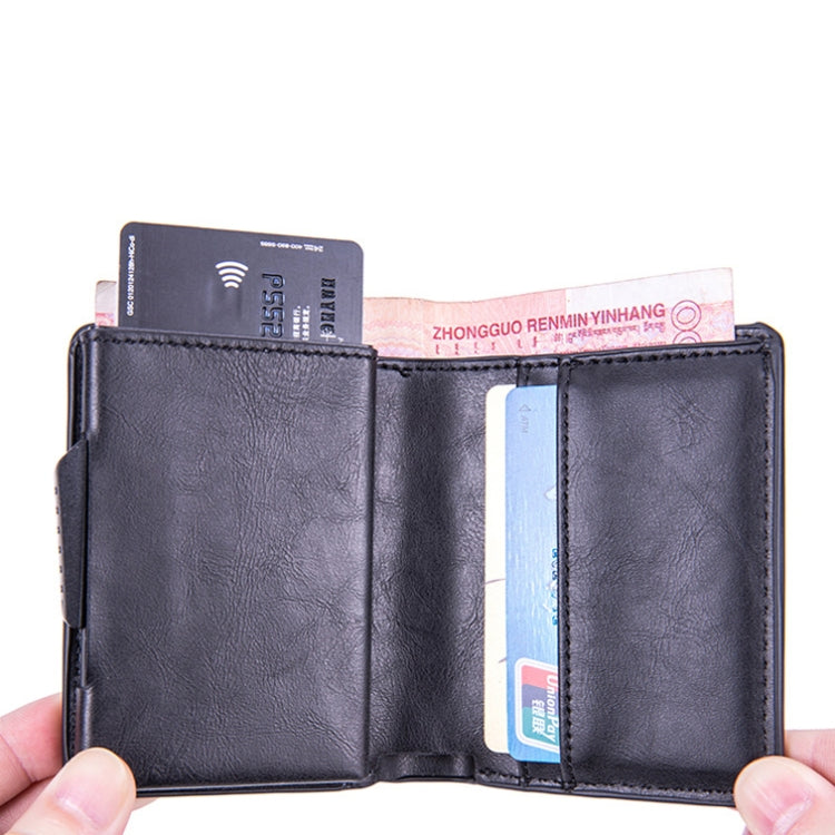X-80 RFID Anti-theft Brushed Leather Card Holder For AirTag(Black) - Wallet Series by buy2fix | Online Shopping UK | buy2fix