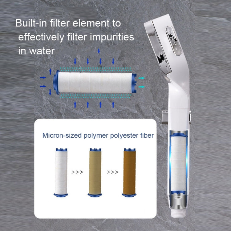 Pressurized Shower Head Four-speed Handheld Shower Set,Style: Navy Blue Filter by buy2fix