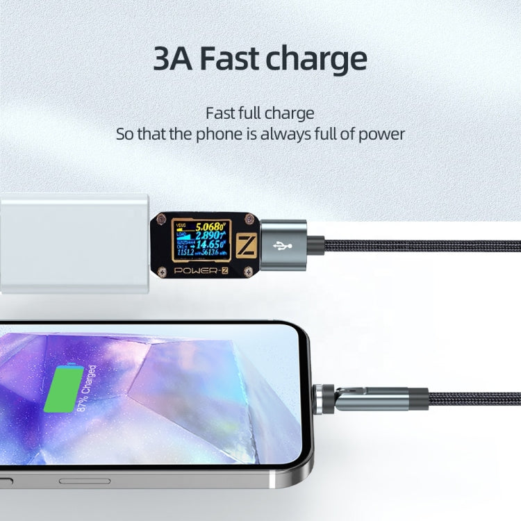 CC57 Type-C / USB-C Magnetic Interface Rotating Fast Charging Data Cable, Cable Length: 2m(Black) - Charging Cable & Head by buy2fix | Online Shopping UK | buy2fix