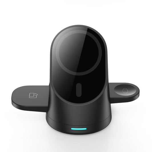 LFX-179 Magnetic Vertical 3 in 1 Wireless Charging Bracket for Smartphone iWatch AirPods(Black) by buy2fix