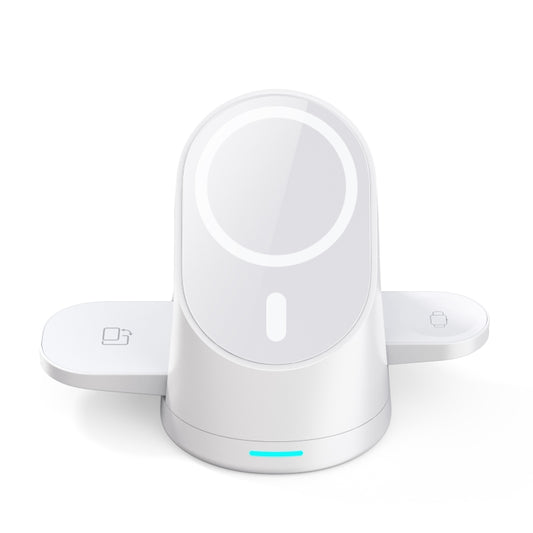LFX-179 Magnetic Vertical 3 in 1 Wireless Charging Bracket for Smartphone iWatch AirPods(White) by buy2fix