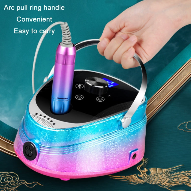 Ice Flower Gradient Rechargeable Low Noise Nail Polishing Machine, Specification: US Plug (Pink Blue) by buy2fix