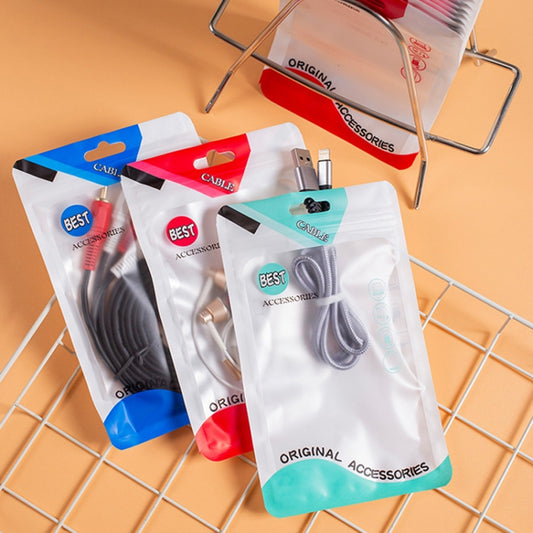 100 PCS Charging Cable U Disk Universal Color Printing Sealing Pocket(11x18cm Blue Matte) by buy2fix