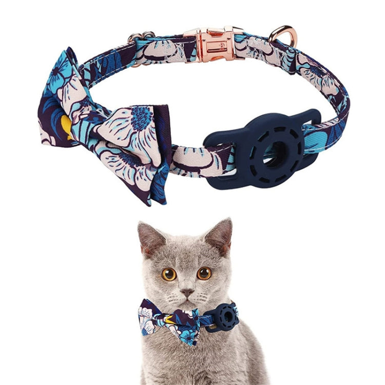 Pet Tracker Collar Insert Buckle Bow Collar For AirTag(Deep Blue) - Pet Series by buy2fix | Online Shopping UK | buy2fix