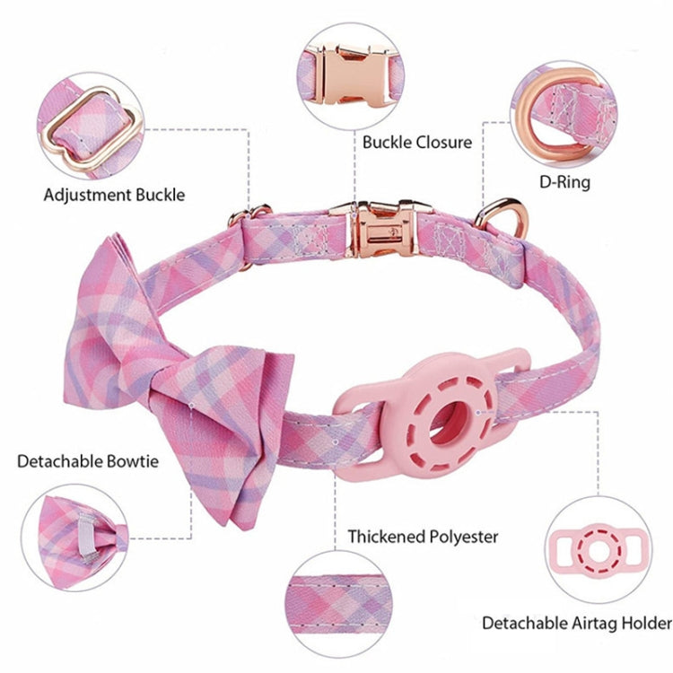 Pet Tracker Collar Insert Buckle Bow Collar For AirTag(Pink) - Pet Series by buy2fix | Online Shopping UK | buy2fix