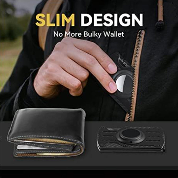 Men Ultra Slim Tracker Card Holder RFID Metal Card Holder for AirTag(Black) - Wallet Series by buy2fix | Online Shopping UK | buy2fix