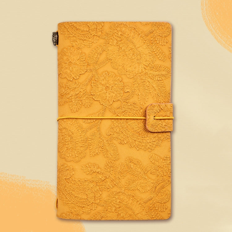 A6 Retro Lace Carved Girls Hand Ledger Diary With 3 Separate Inner Pages(Bright Orange) - Notebooks by buy2fix | Online Shopping UK | buy2fix