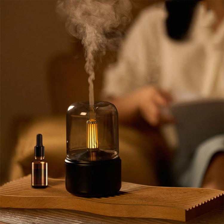 120ML Simulated Candlelight Aroma Diffuser USB Home Atmosphere Night Light Humidifier(Beige) by buy2fix