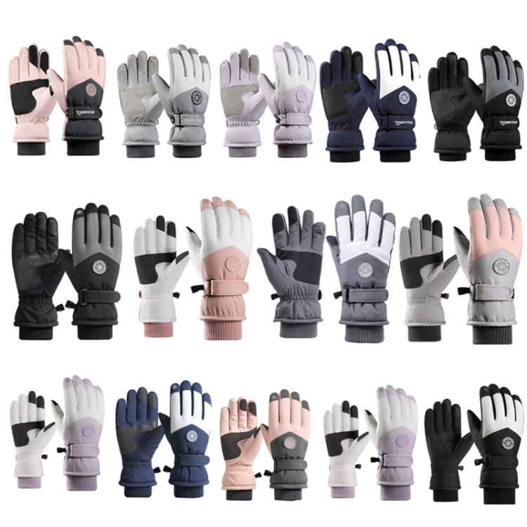 1 Pair Outdoor Cycling Sports Cold and Windproof Warm Finger Gloves, Style: Female Type (Pink Gray) - Full Finger Gloves by buy2fix | Online Shopping UK | buy2fix