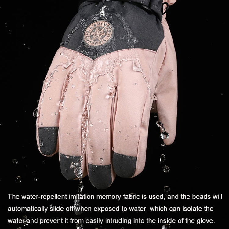 1 Pair Outdoor Cycling Sports Cold and Windproof Warm Finger Gloves, Style: Female Type (Pink Gray) - Full Finger Gloves by buy2fix | Online Shopping UK | buy2fix