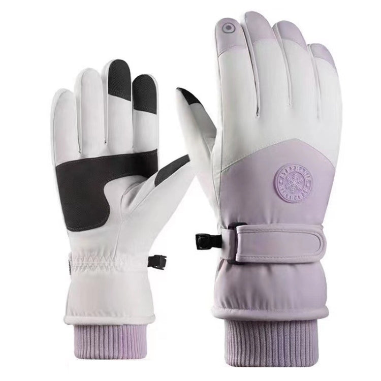 1 Pair Outdoor Cycling Sports Cold and Windproof Warm Finger Gloves, Style: Female Type (Purple White) - Full Finger Gloves by buy2fix | Online Shopping UK | buy2fix