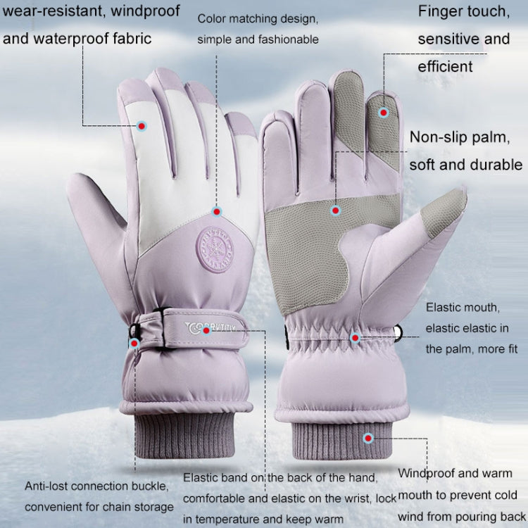 1 Pair Outdoor Cycling Sports Cold and Windproof Warm Finger Gloves, Style: Female Type (Gray Pink) - Full Finger Gloves by buy2fix | Online Shopping UK | buy2fix
