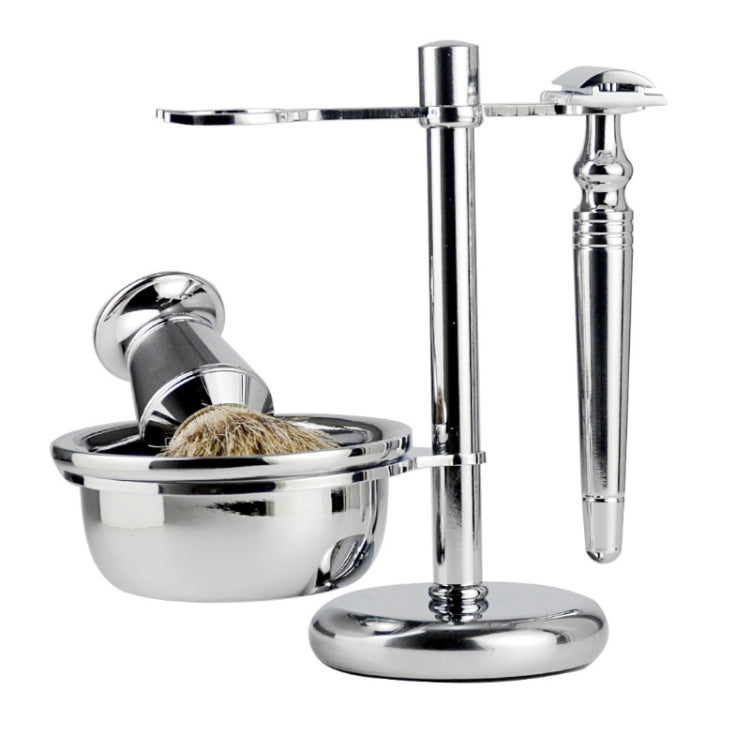 Men Manual Vintage Metal Shaver Stand Set(Silver) - Shavers & Accessories by buy2fix | Online Shopping UK | buy2fix