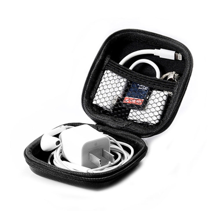 Retro Leather USB Data Cable Storage Bag Earphone Headset Case Pouch Box(Black) by buy2fix