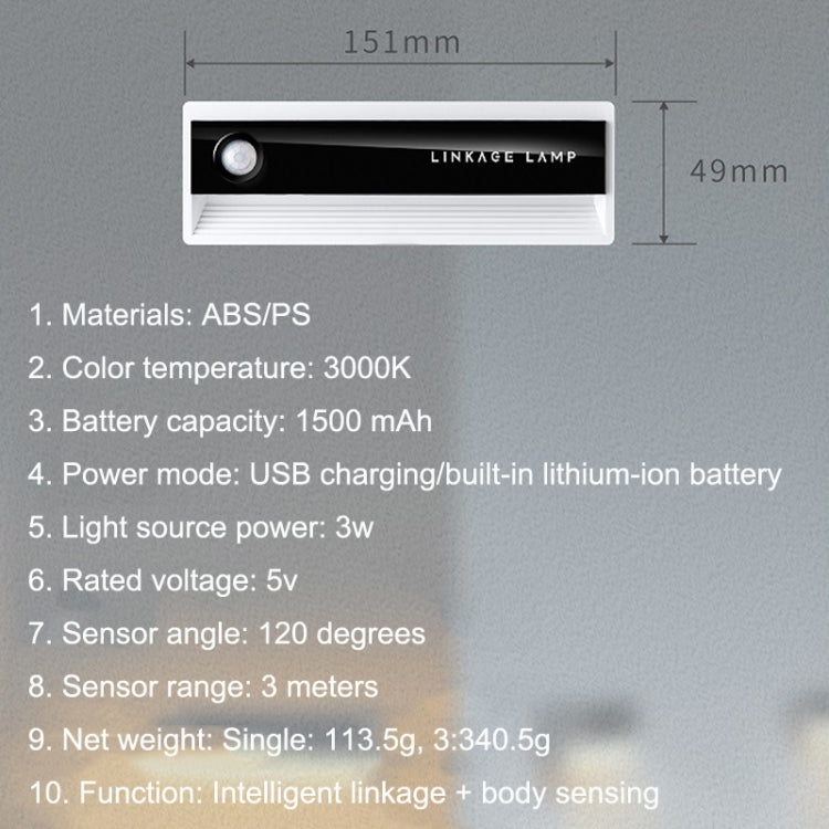 1PC TW-L56 Linkage Human Body Induction Night Light USB Magnetic Corridor Lamp by buy2fix