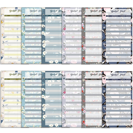 60 Sheets Cash Budget Card Loose-leaf Bookkeeping Replacement Core(Small Floral) by buy2fix