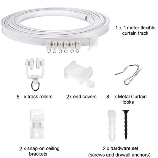 Model Steel Track Set Flexible Silent Slide Track Track with Hooks, Size: 1m by buy2fix