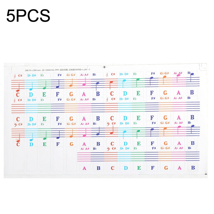 QT-005 5PCS Children Piano Keyboard Color Stickers Musical Instrument Accessories - Keyboard Accessories by buy2fix | Online Shopping UK | buy2fix