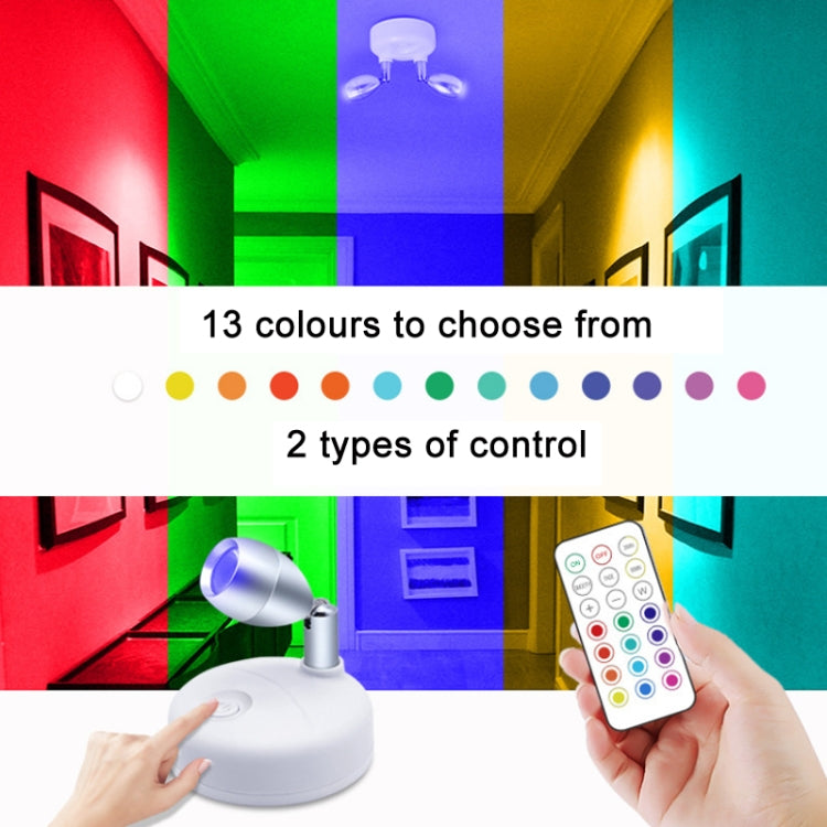 C1648 Single Head 2 Lights Wireless RGB Remote Control Cabinet Ambient Spotlight by buy2fix
