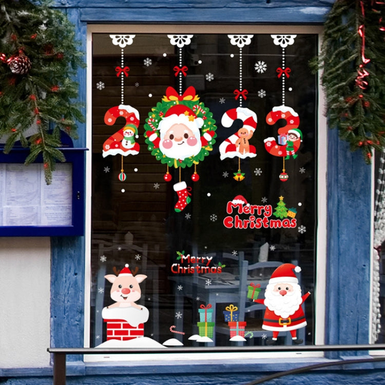 Santa Claus Hanging Stickers Shop Window Glass Door Living Room Wall Stickers(6306) by buy2fix