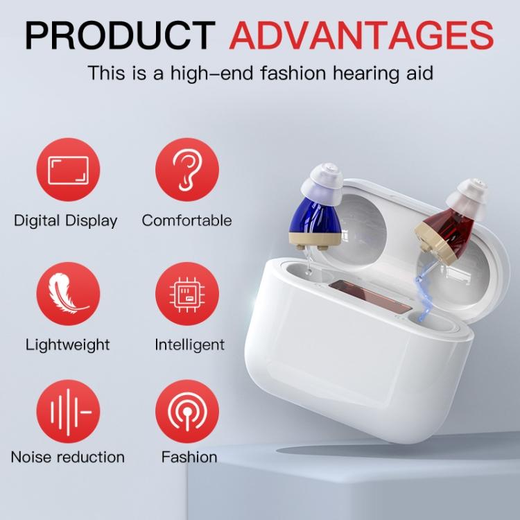 GM-912 Digital Hearing Aid Sound Amplifier With Digital Display Charging Compartment(Red Blue) - Hearing Aids by buy2fix | Online Shopping UK | buy2fix