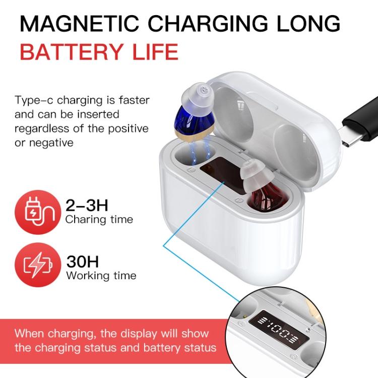GM-912 Digital Hearing Aid Sound Amplifier With Digital Display Charging Compartment(Red Blue) - Hearing Aids by buy2fix | Online Shopping UK | buy2fix