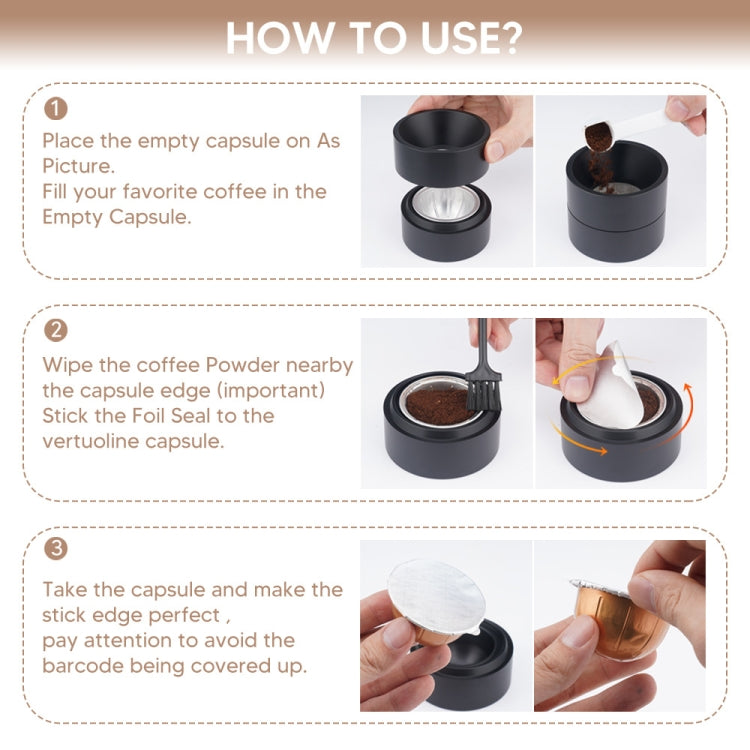 ICafilas Coffee Capsule Shell For Nespresso Vertuo Plus ENV 135/Vertuo ENV 150/BNV450WHT1BUC1, Color: 3 Brown Cups+60 Aluminum Foil - Coffee Machine Parts by buy2fix | Online Shopping UK | buy2fix