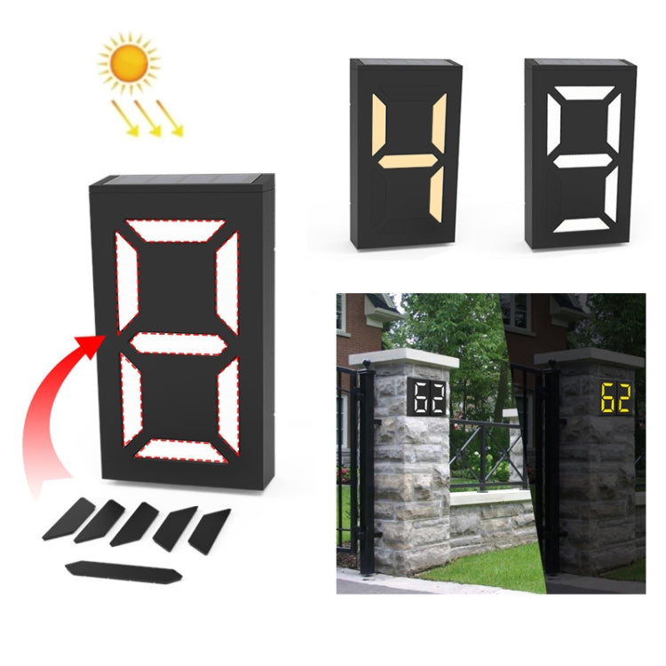 N766B DIY Solar Number Doorplate Lamp Outdoor Waterproof Wall Lights(White Light/Warm Light) - Solar Lights by buy2fix | Online Shopping UK | buy2fix