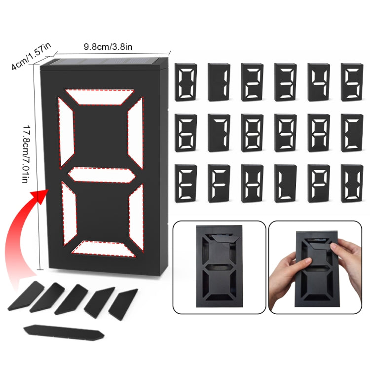 N766B DIY Solar Number Doorplate Lamp Outdoor Waterproof Wall Lights(White Light/Warm Light) - Solar Lights by buy2fix | Online Shopping UK | buy2fix