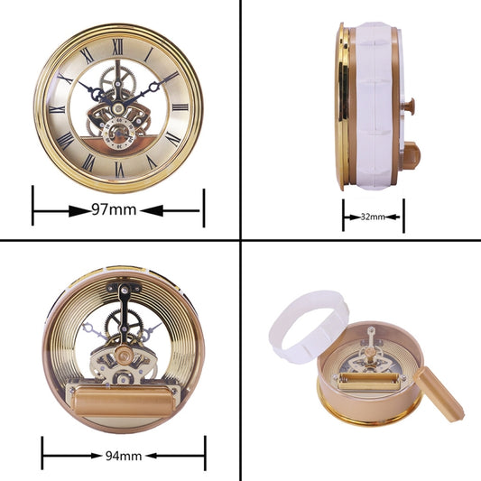 Metal See-through Quartz Clock Gear Clock DIY Accessories 97mm Golden Clock Head by buy2fix