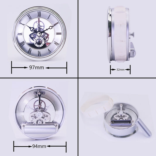 Metal See-through Quartz Clock Gear Clock DIY Accessories 97mm Silver Clock Head by buy2fix