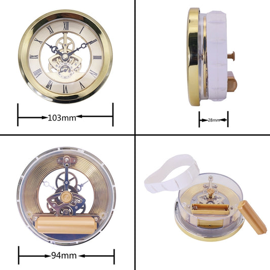 Metal See-through Quartz Clock Gear Clock DIY Accessories 103mm Golden Clock Head by buy2fix