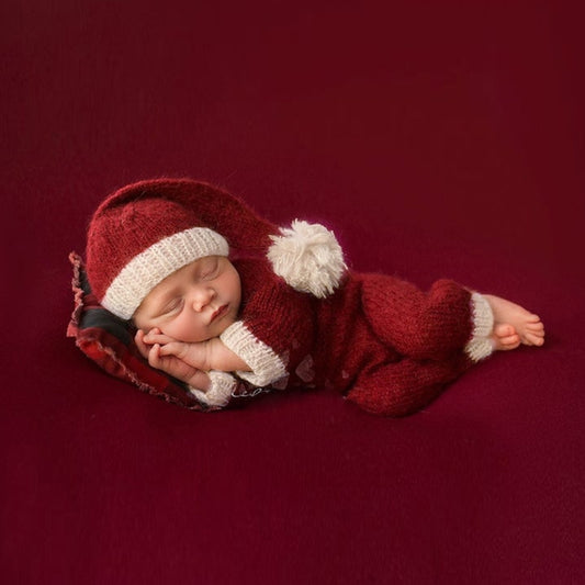 Newborn Photography Clothing Christmas Theme Modeling Mohair Hat + Jumpsuit Suit(Baby Girl) by buy2fix