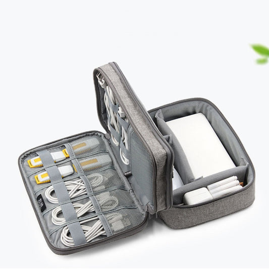 Baona Multifunctional Earphone Data Cable Digital Storage Bag, Spec: 2-layer Box (Gray) by Baona