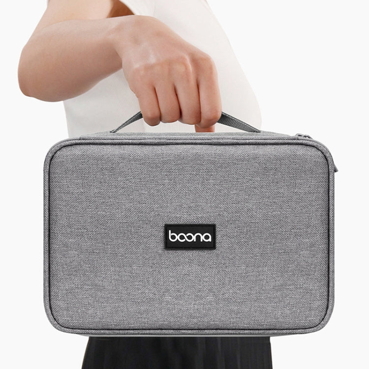 Baona Multifunctional Earphone Data Cable Digital Storage Bag, Spec: 2-layer Box (Gray) by Baona