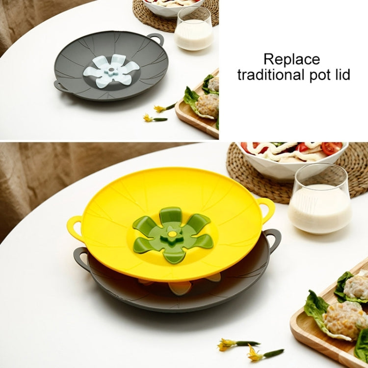 Silicone Flower Spill-proof Pot Lid Rotatable Pot Lid Kitchen Gadget, Size: 29cm Large Yellow - Insulation by buy2fix | Online Shopping UK | buy2fix