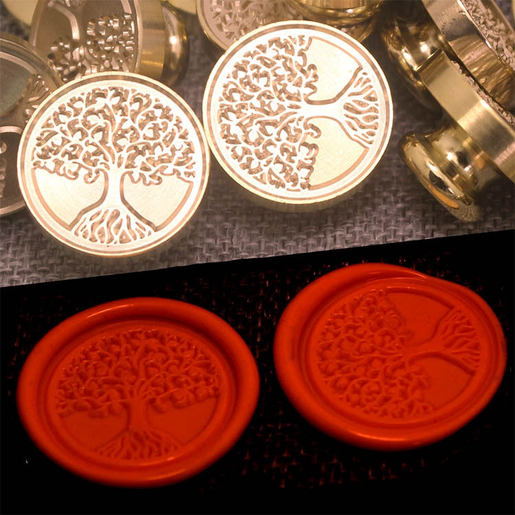 Tree Of Life Wax Seal Stamp Retro Brass Head Wooden Handle Removable Sealing Stamp by buy2fix