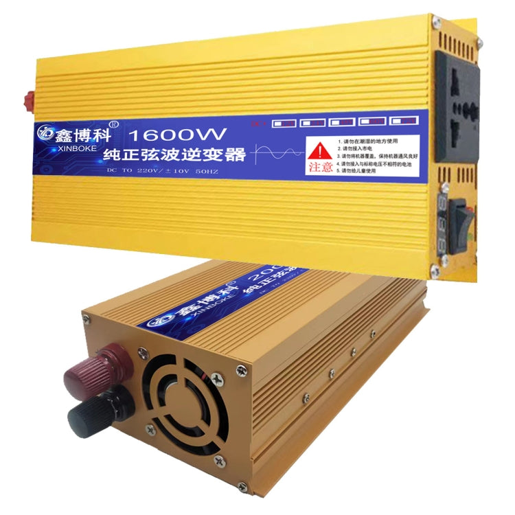 XINBOKE High Power Household Car Sine Wave Inverter 12V 1600W To 220V 800W(Single Display) - Pure Sine Wave by buy2fix | Online Shopping UK | buy2fix