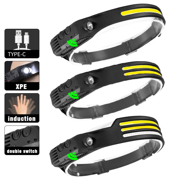 W689-3 Red White Warm USB Rechargeable Motion Sensor Headlamp COB Outdoor Fishing Flashlight - Headlamp by buy2fix | Online Shopping UK | buy2fix
