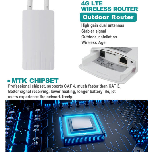 Asian Version 4G LTE Router CPE Outdoor Waterproof Mobile Router Triple Network, EU Plug by buy2fix