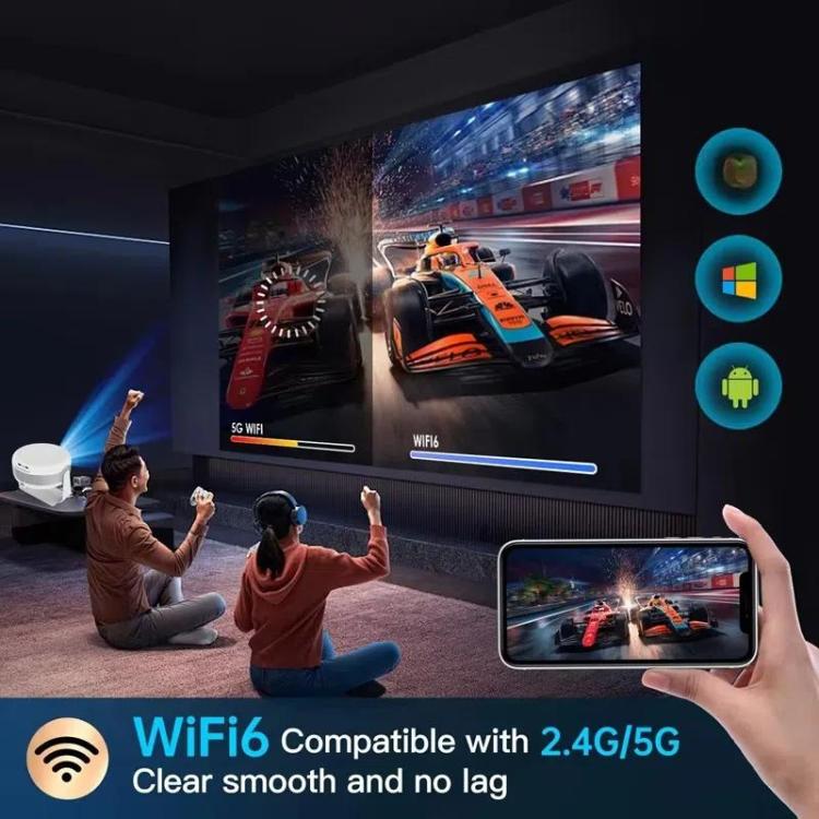 T269 Pro 1280x720P Smart Projector WiFi 6 4K Android 11 System Home Cinema AU Plug - LED Projector by buy2fix | Online Shopping UK | buy2fix