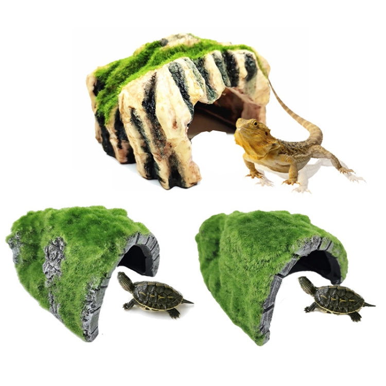ZR647 Flocked Caple Box Turtle Hiding Nest Moss Cave Turtle Cave Sunbed - Reptile Supplies by buy2fix | Online Shopping UK | buy2fix