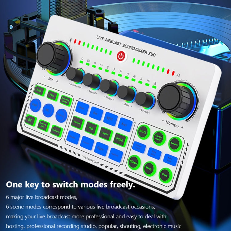 X50 Bluetooth RGB LED Live Sound Card With OTG Port Interface - Live Sound Effects Processors by buy2fix | Online Shopping UK | buy2fix