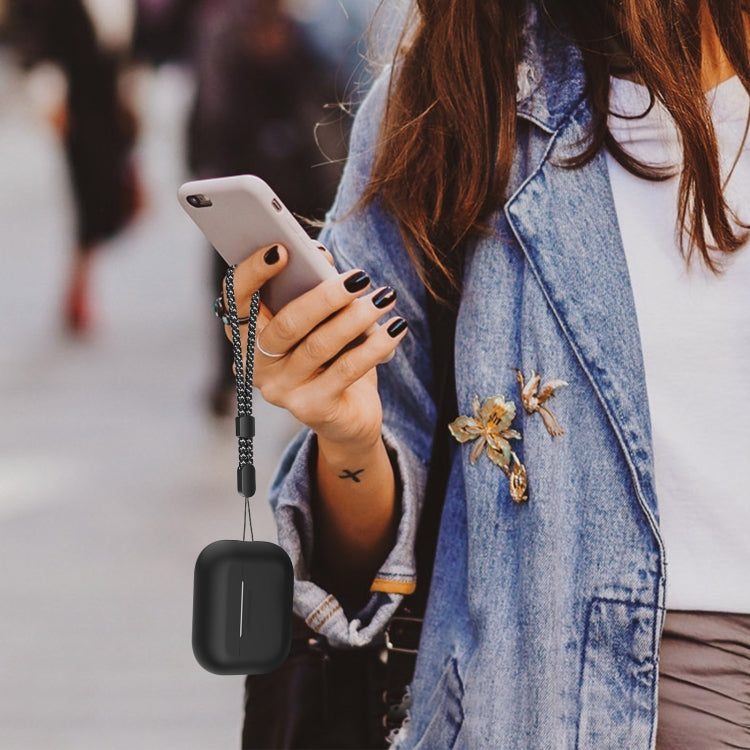 For AirPods Pro 2 AhaStyle PT187 Silicone One-Piece Protective Case With Lanyard Case(Dark Purple) by AhaStyle