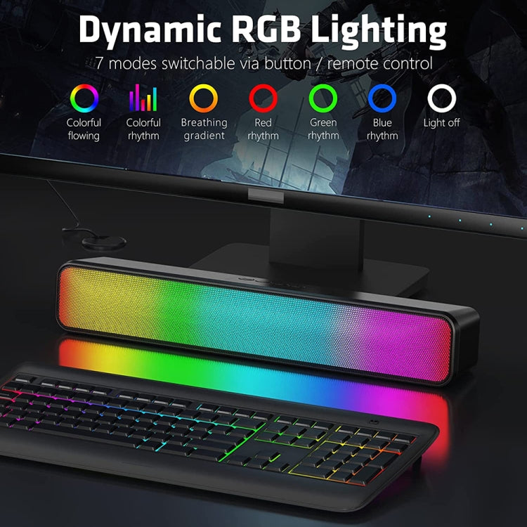 E-3562 Desktop Long Strip Multifunctional RGB Colorful Light Bluetooth Wireless Speaker(Black) - Desktop Speaker by buy2fix | Online Shopping UK | buy2fix